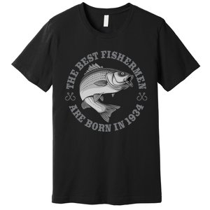 89 Year Old Fisherman Fishing 1934 89th Birthday Gift Premium T-Shirt