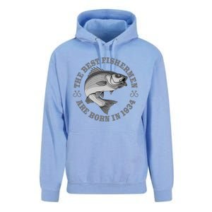 89 Year Old Fisherman Fishing 1934 89th Birthday Gift Unisex Surf Hoodie