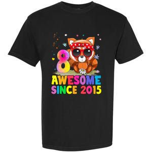 8 Years Old 8th Birthday Red Panda Awesome Since 2015 Garment-Dyed Heavyweight T-Shirt