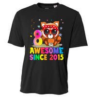 8 Years Old 8th Birthday Red Panda Awesome Since 2015 Cooling Performance Crew T-Shirt