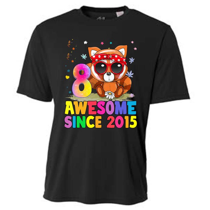 8 Years Old 8th Birthday Red Panda Awesome Since 2015 Cooling Performance Crew T-Shirt