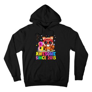 8 Years Old 8th Birthday Red Panda Awesome Since 2015 Hoodie