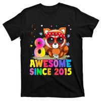 8 Years Old 8th Birthday Red Panda Awesome Since 2015 T-Shirt