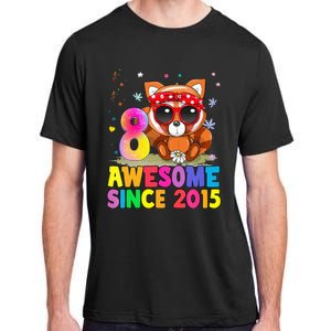 8 Years Old 8th Birthday Red Panda Awesome Since 2015 Adult ChromaSoft Performance T-Shirt