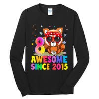 8 Years Old 8th Birthday Red Panda Awesome Since 2015 Tall Long Sleeve T-Shirt