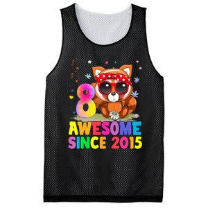 8 Years Old 8th Birthday Red Panda Awesome Since 2015 Mesh Reversible Basketball Jersey Tank