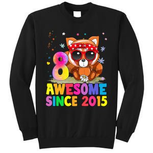 8 Years Old 8th Birthday Red Panda Awesome Since 2015 Tall Sweatshirt