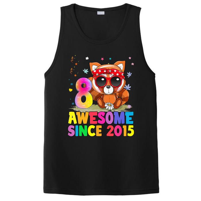 8 Years Old 8th Birthday Red Panda Awesome Since 2015 PosiCharge Competitor Tank