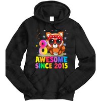 8 Years Old 8th Birthday Red Panda Awesome Since 2015 Tie Dye Hoodie