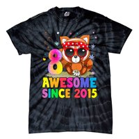 8 Years Old 8th Birthday Red Panda Awesome Since 2015 Tie-Dye T-Shirt