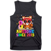 8 Years Old 8th Birthday Red Panda Awesome Since 2015 Tank Top