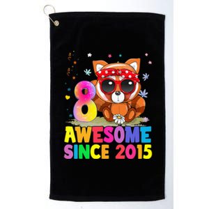 8 Years Old 8th Birthday Red Panda Awesome Since 2015 Platinum Collection Golf Towel