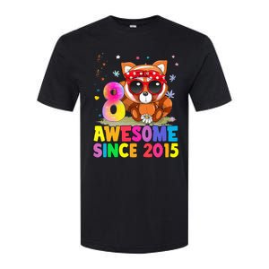 8 Years Old 8th Birthday Red Panda Awesome Since 2015 Softstyle CVC T-Shirt