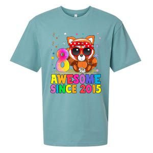 8 Years Old 8th Birthday Red Panda Awesome Since 2015 Sueded Cloud Jersey T-Shirt