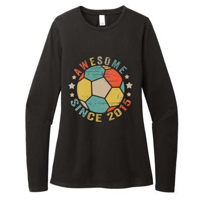 8 Year Old Awesome Since 2015 8th Birthday Soccer Player Womens CVC Long Sleeve Shirt