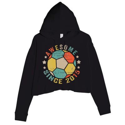 8 Year Old Awesome Since 2015 8th Birthday Soccer Player Crop Fleece Hoodie