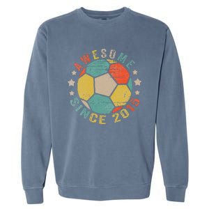 8 Year Old Awesome Since 2015 8th Birthday Soccer Player Garment-Dyed Sweatshirt