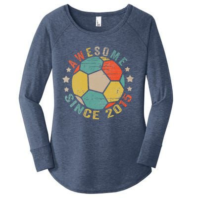 8 Year Old Awesome Since 2015 8th Birthday Soccer Player Women's Perfect Tri Tunic Long Sleeve Shirt