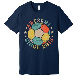 8 Year Old Awesome Since 2015 8th Birthday Soccer Player Premium T-Shirt