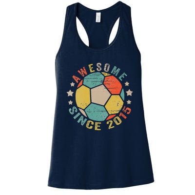 8 Year Old Awesome Since 2015 8th Birthday Soccer Player Women's Racerback Tank