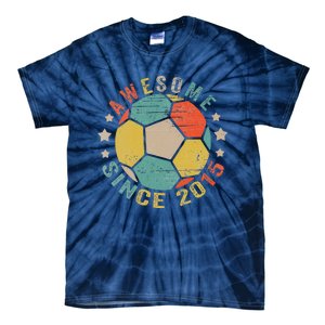 8 Year Old Awesome Since 2015 8th Birthday Soccer Player Tie-Dye T-Shirt