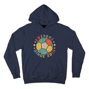 8 Year Old Awesome Since 2015 8th Birthday Soccer Player Tall Hoodie