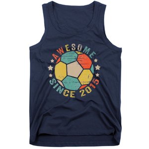 8 Year Old Awesome Since 2015 8th Birthday Soccer Player Tank Top