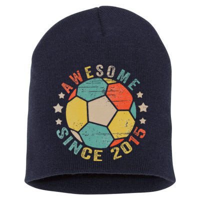 8 Year Old Awesome Since 2015 8th Birthday Soccer Player Short Acrylic Beanie