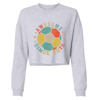 8 Year Old Awesome Since 2015 8th Birthday Soccer Player Cropped Pullover Crew