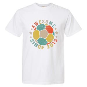 8 Year Old Awesome Since 2015 8th Birthday Soccer Player Garment-Dyed Heavyweight T-Shirt