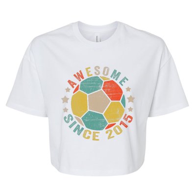 8 Year Old Awesome Since 2015 8th Birthday Soccer Player Bella+Canvas Jersey Crop Tee