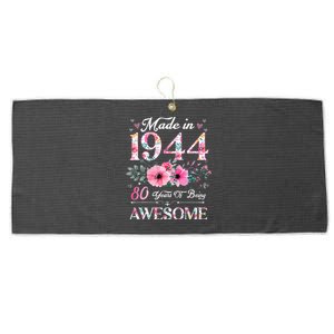 80 Year Old Made In 1944 Floral 80th Birthday Women Large Microfiber Waffle Golf Towel