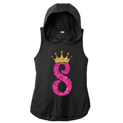 8 Year Old Gifts 8th Birthday Golden Crown Party Ladies PosiCharge Tri-Blend Wicking Draft Hoodie Tank