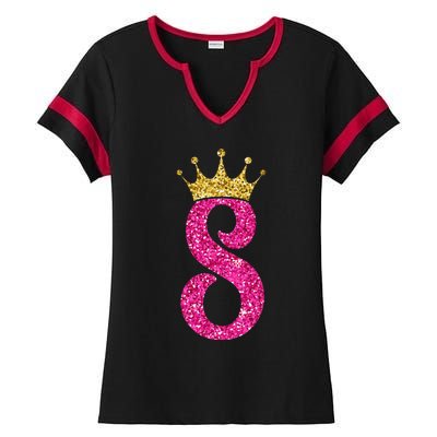 8 Year Old Gifts 8th Birthday Golden Crown Party Ladies Halftime Notch Neck Tee