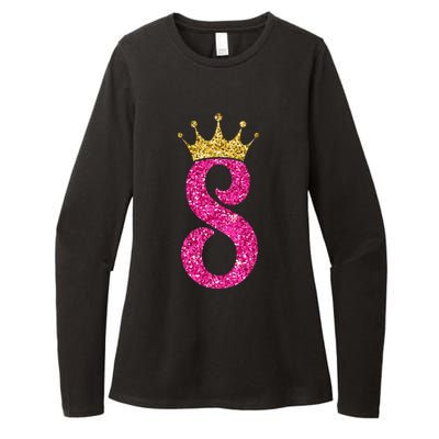 8 Year Old Gifts 8th Birthday Golden Crown Party Womens CVC Long Sleeve Shirt