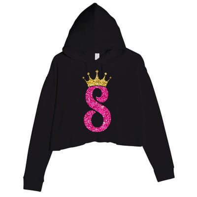 8 Year Old Gifts 8th Birthday Golden Crown Party Crop Fleece Hoodie