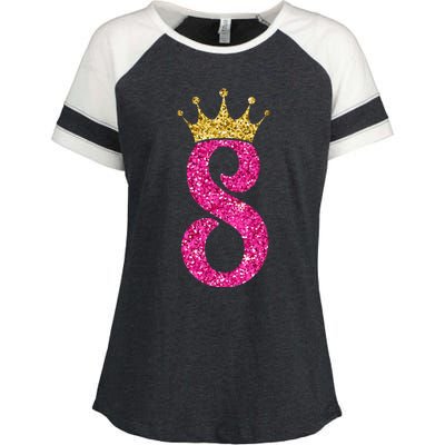 8 Year Old Gifts 8th Birthday Golden Crown Party Enza Ladies Jersey Colorblock Tee