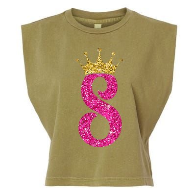 8 Year Old Gifts 8th Birthday Golden Crown Party Garment-Dyed Women's Muscle Tee