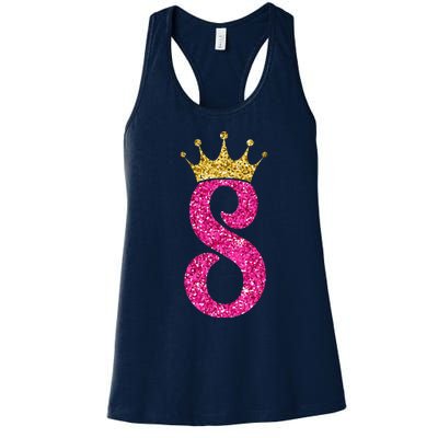 8 Year Old Gifts 8th Birthday Golden Crown Party Women's Racerback Tank