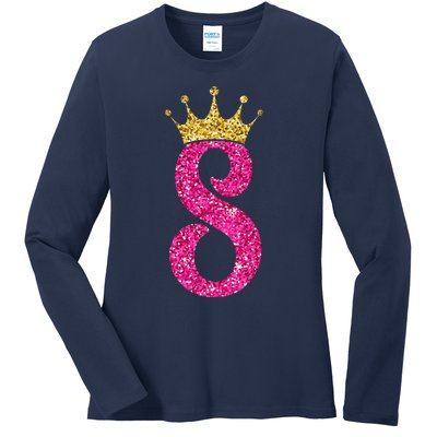 8 Year Old Gifts 8th Birthday Golden Crown Party Ladies Long Sleeve Shirt