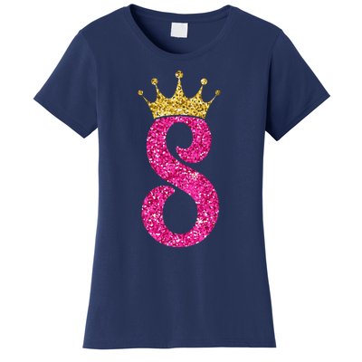 8 Year Old Gifts 8th Birthday Golden Crown Party Women's T-Shirt