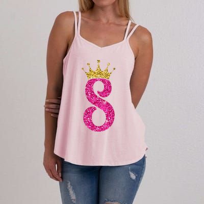 8 Year Old Gifts 8th Birthday Golden Crown Party Women's Strappy Tank