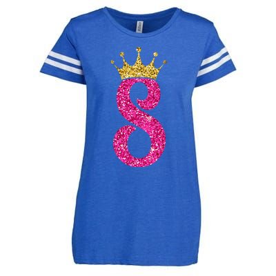 8 Year Old Gifts 8th Birthday Golden Crown Party Enza Ladies Jersey Football T-Shirt