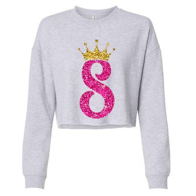 8 Year Old Gifts 8th Birthday Golden Crown Party Cropped Pullover Crew