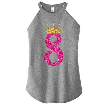 8 Year Old Gifts 8th Birthday Golden Crown Party Women's Perfect Tri Rocker Tank