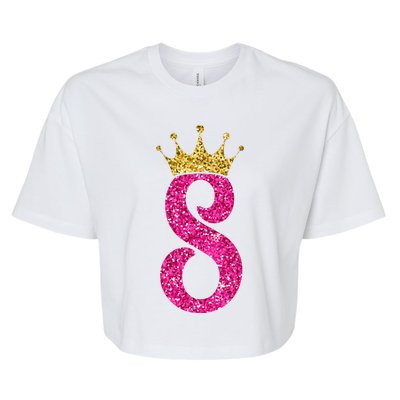 8 Year Old Gifts 8th Birthday Golden Crown Party Bella+Canvas Jersey Crop Tee