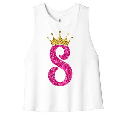 8 Year Old Gifts 8th Birthday Golden Crown Party Women's Racerback Cropped Tank