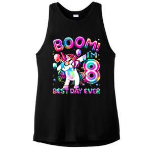 8 Years Old Dabbing Unicorn Gifts 8th Birthday Party Ladies PosiCharge Tri-Blend Wicking Tank