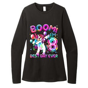 8 Years Old Dabbing Unicorn Gifts 8th Birthday Party Womens CVC Long Sleeve Shirt