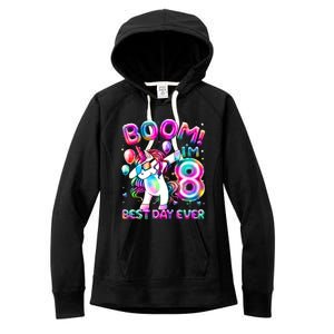 8 Years Old Dabbing Unicorn Gifts 8th Birthday Party Women's Fleece Hoodie